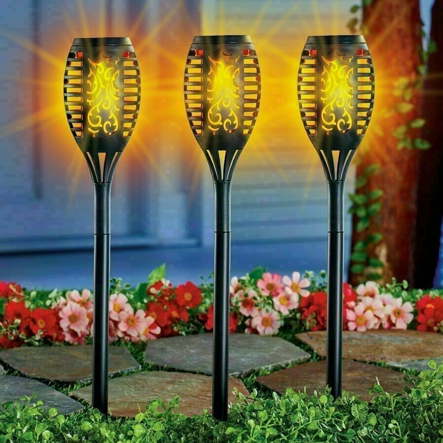 Solar Dancing Faux Flame Tiki Lights Stakes - Set of 3 - erushmo.com ...